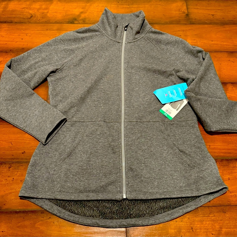 Women’s Skechers GoWalk Snuggle fleece Mock Zip, Charcoal, size XL